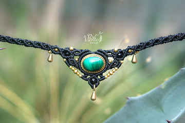 "Reservado para Sandra" Gargantilla Tiara con Malaquita y Onix