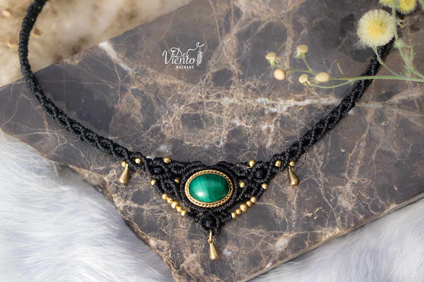 "Reservado para Sandra" Gargantilla Tiara con Malaquita y Onix
