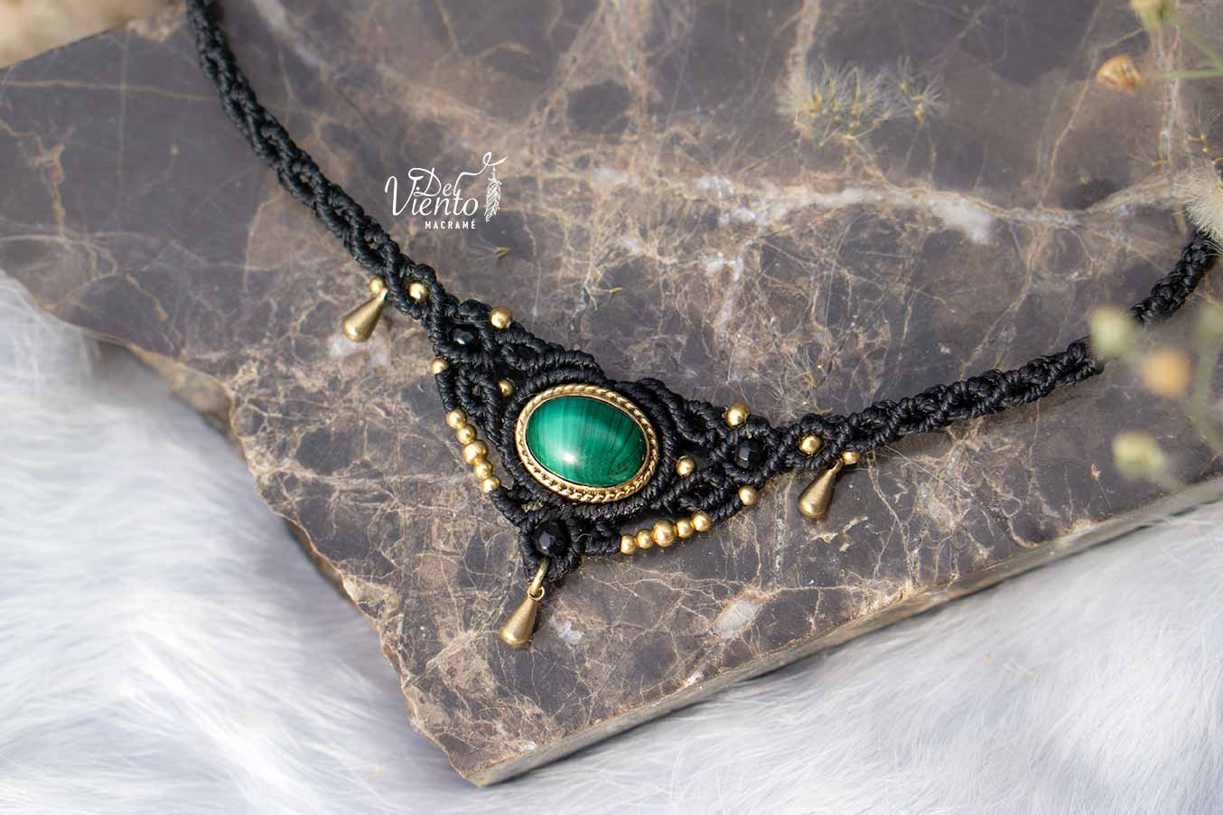 "Reservado para Sandra" Gargantilla Tiara con Malaquita y Onix