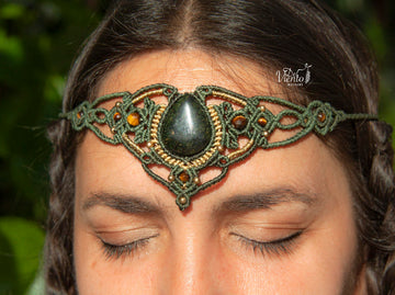 Collar Tiara de macramé con Jade Mexicano (RESERVADA Pilar)