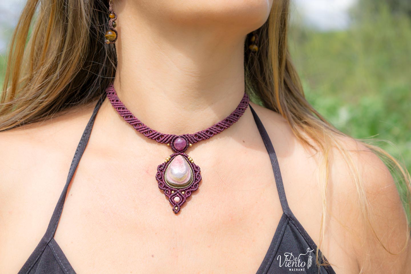 "RESERVADO para María" Collar GEA con Rubí y Rodocrosita