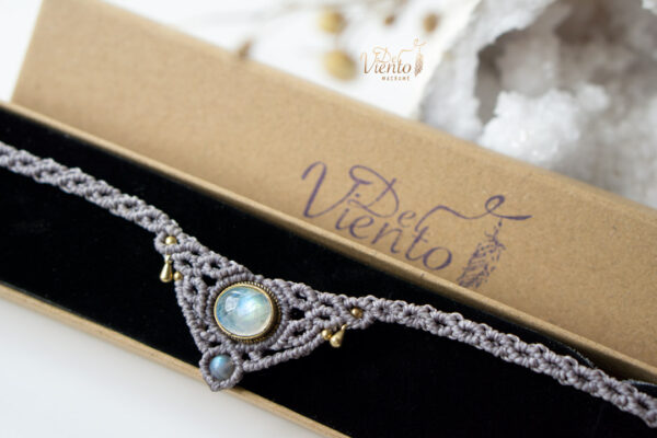 Collar Tiara de macrame con Piedra Luna - Imagen 5