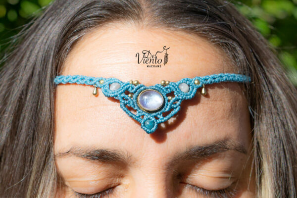 Collar Tiara de macrame con Piedra Luna